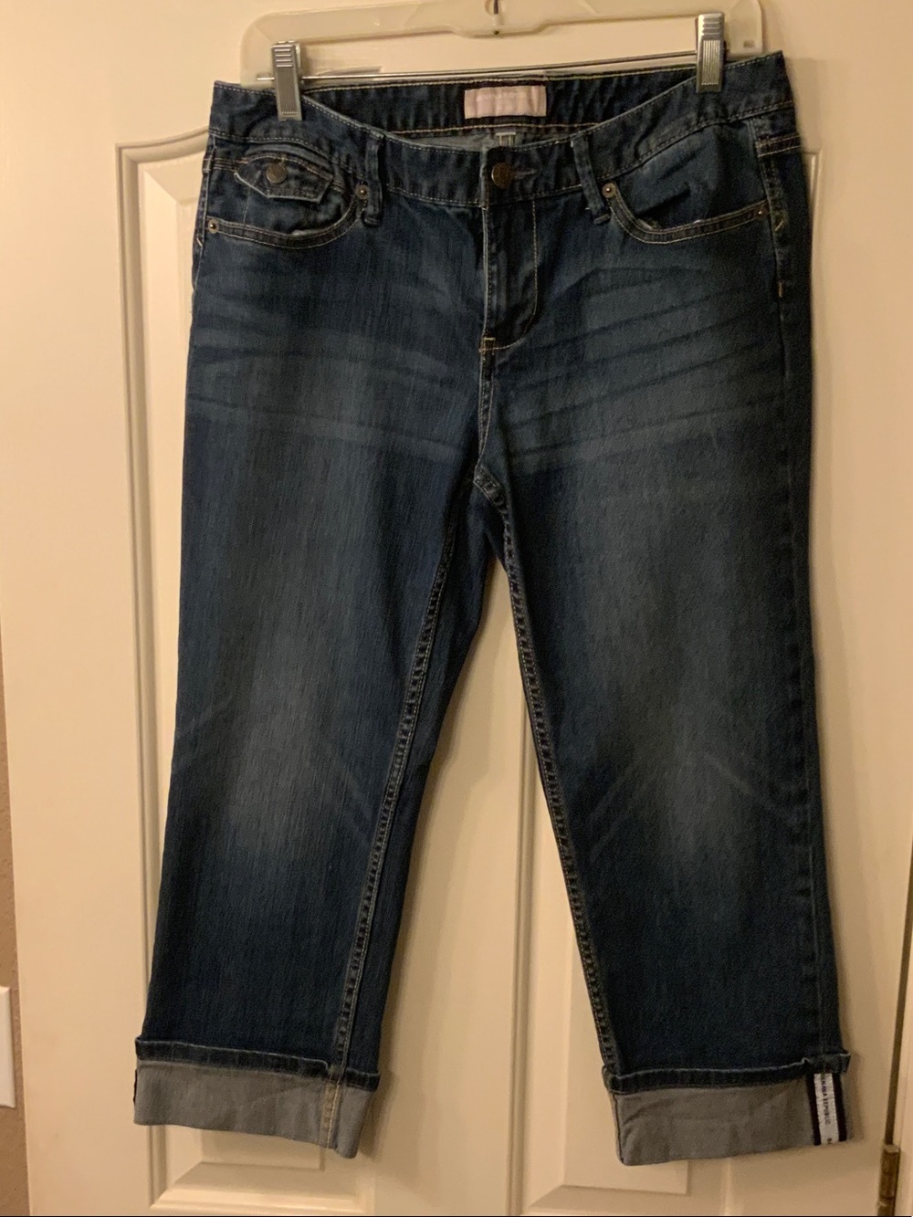 Banana Republic Women’s Denim Dark Wash Cuffed Crop Jeans